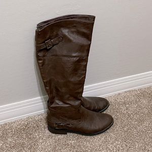 Wide Calf Knee High Brown Boots